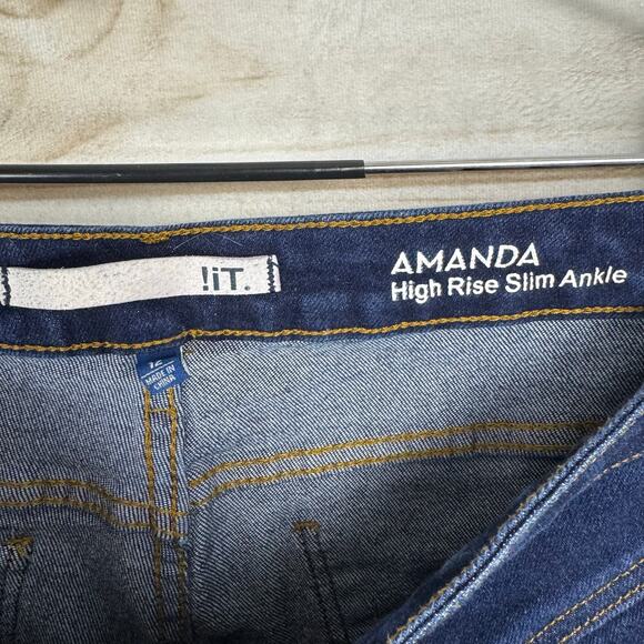 !iT Amanda Dark Wash High Rise Slim Ankle Denim Jeans Size 12 - Picture 6 of 10